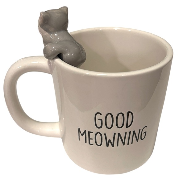 ECCOLO Good Meowing Coffee Mug with 3D Gray Cat Resting on the Edge - Picture 2 of 12